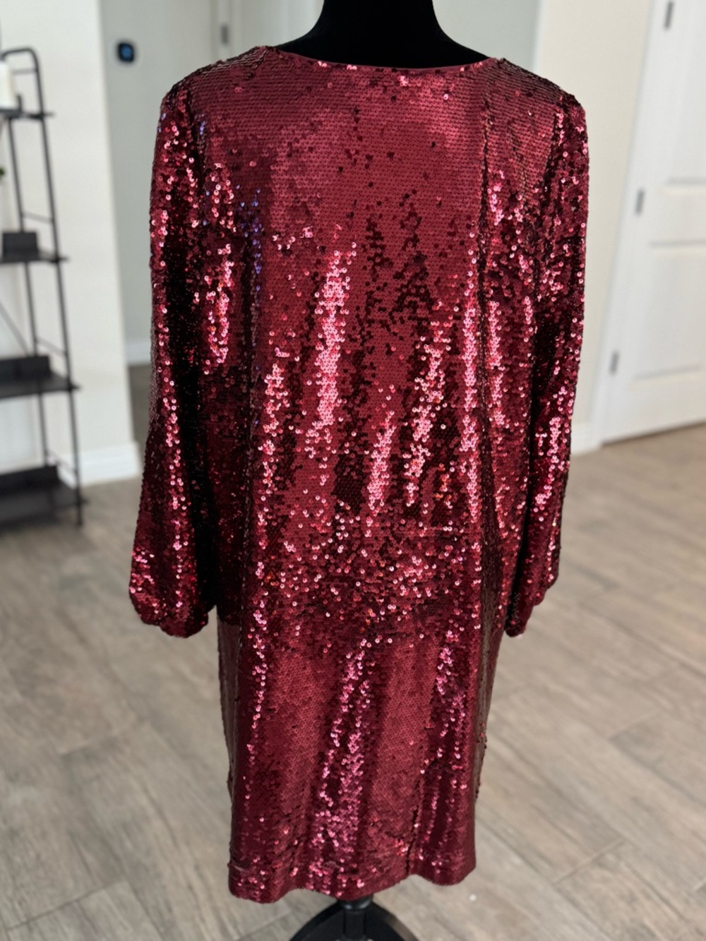 Ann Taylor Burgundy Sequin Dress Size XL - Picture 3 of 4